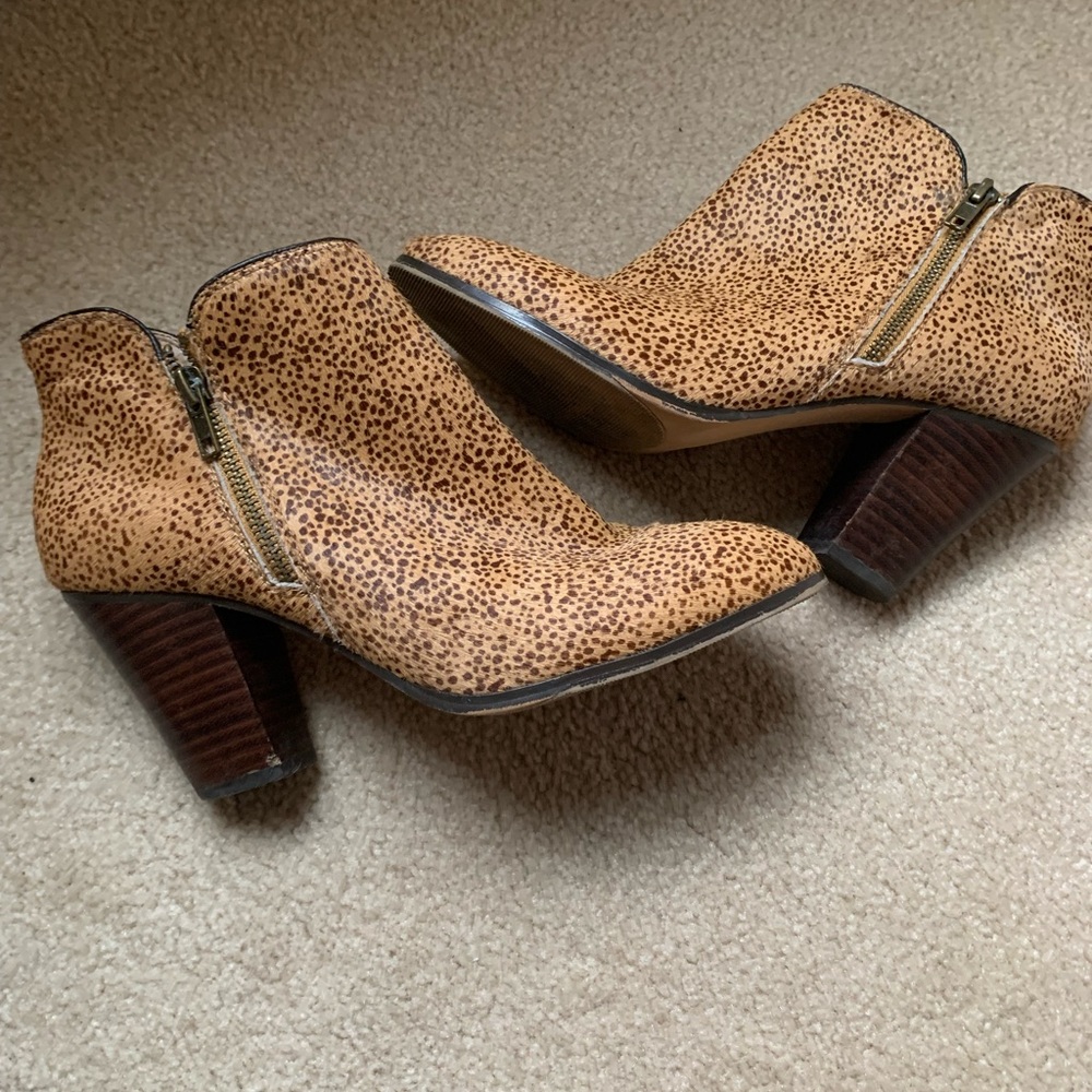 Sole Society Leather Cheetah Heeled Booties